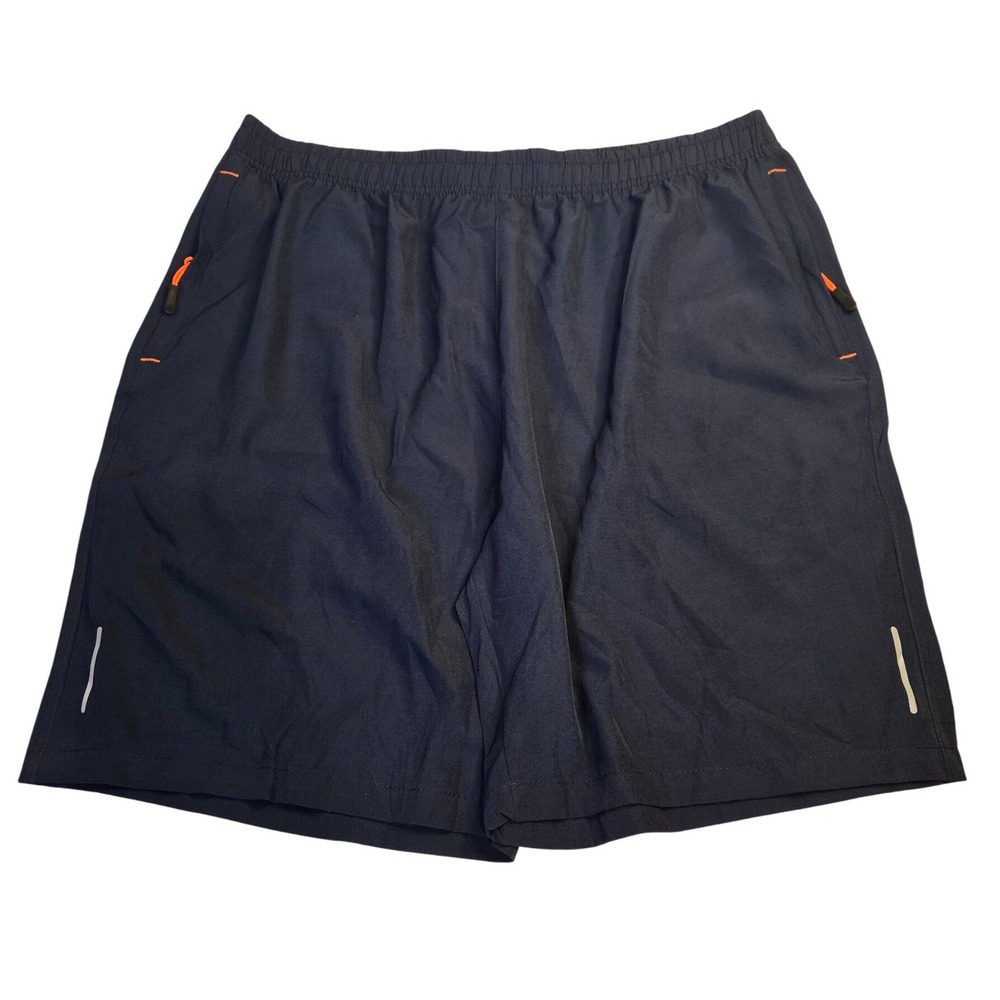 Mens XL Navy Blue Athletic Shorts Zipper Pockets Reflective Performance Gym Run